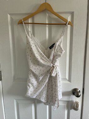 White and Black Polka Dot Romper